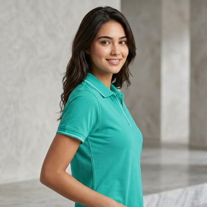 ShortTall® – Premium Women's Polo T-Shirt | Electric Green with White Tip