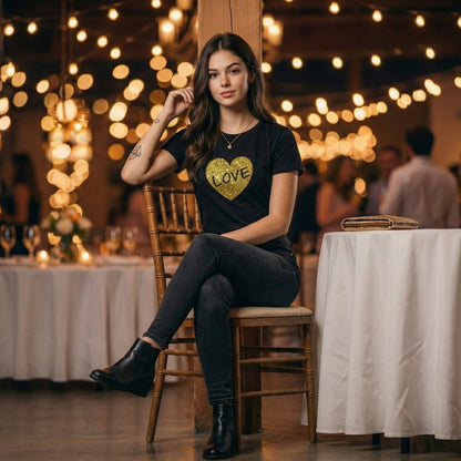 ShortTall® – Premium Women’s T-Shirt | “Golden Love” Sparkle Edition