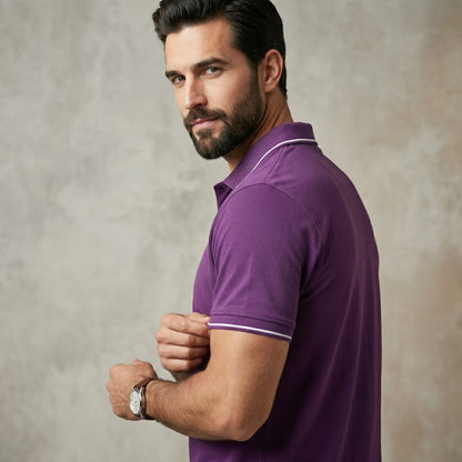 ShortTall® – Premium Polo T-Shirt | Purple with White Tip