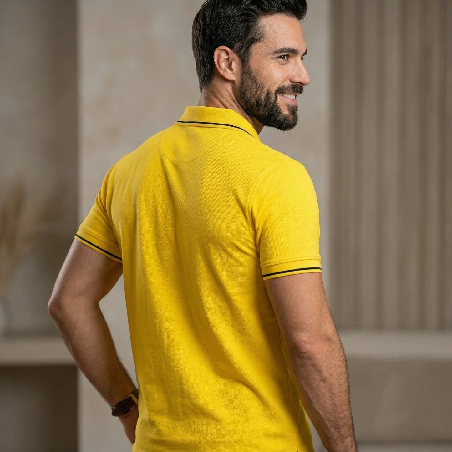 ShortTall® – Premium Polo T-Shirt | Yellow with Black Tip