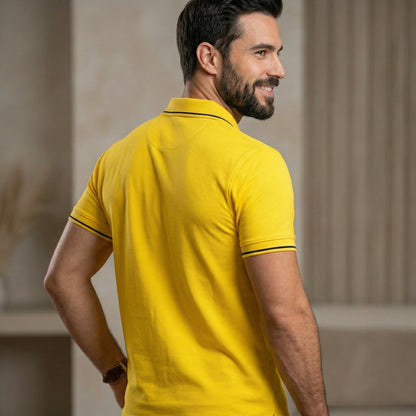 ShortTall® – Premium Polo T-Shirt | Yellow with Black Tip
