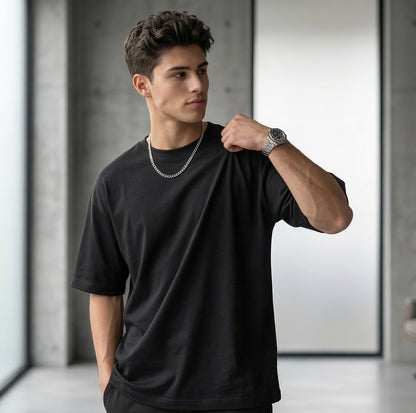 ShortTall® Oversized Round Neck T-Shirt - Black