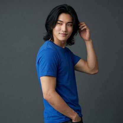 Shorttall® Plain Round Neck Cotton Tee – Royal Blue
