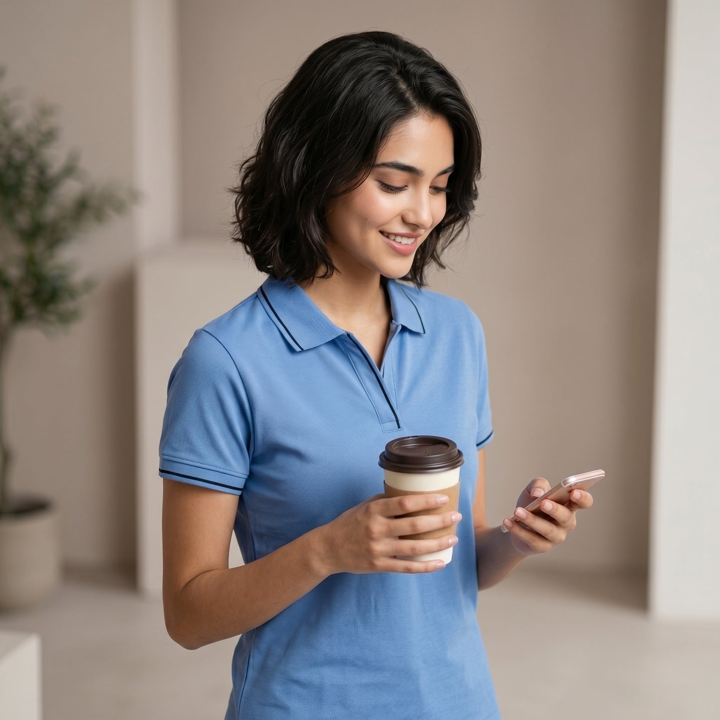 ShortTall® – Premium Women's Polo T-Shirt | Indian Blue with Black Tip