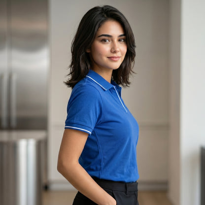 ShortTall® – Premium Women's Polo T-Shirt | Royal Blue with White Tip