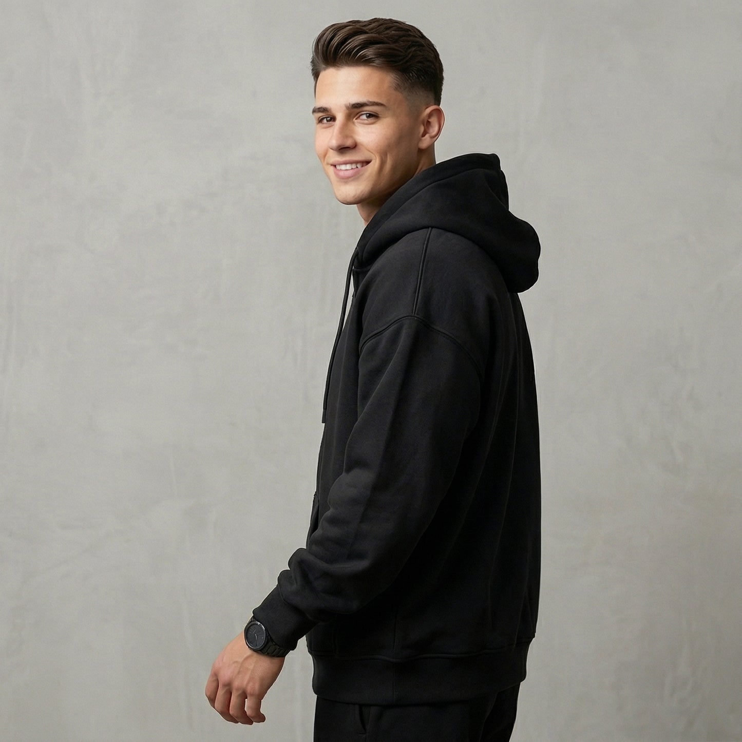 Men Zip-up Hoodie - Black