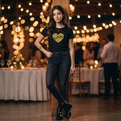 ShortTall® – Premium Women’s T-Shirt | “Golden Love” Sparkle Edition