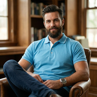 ShortTall® – Premium Polo T-Shirt | Electric Blue with White Tip