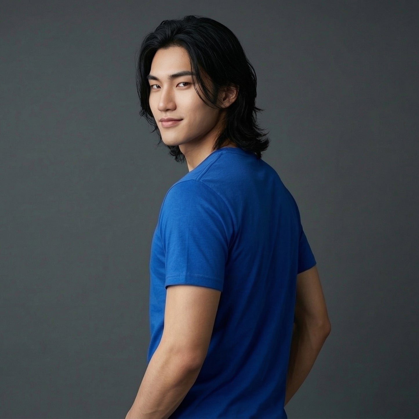 Shorttall® Plain Round Neck Cotton Tee – Royal Blue