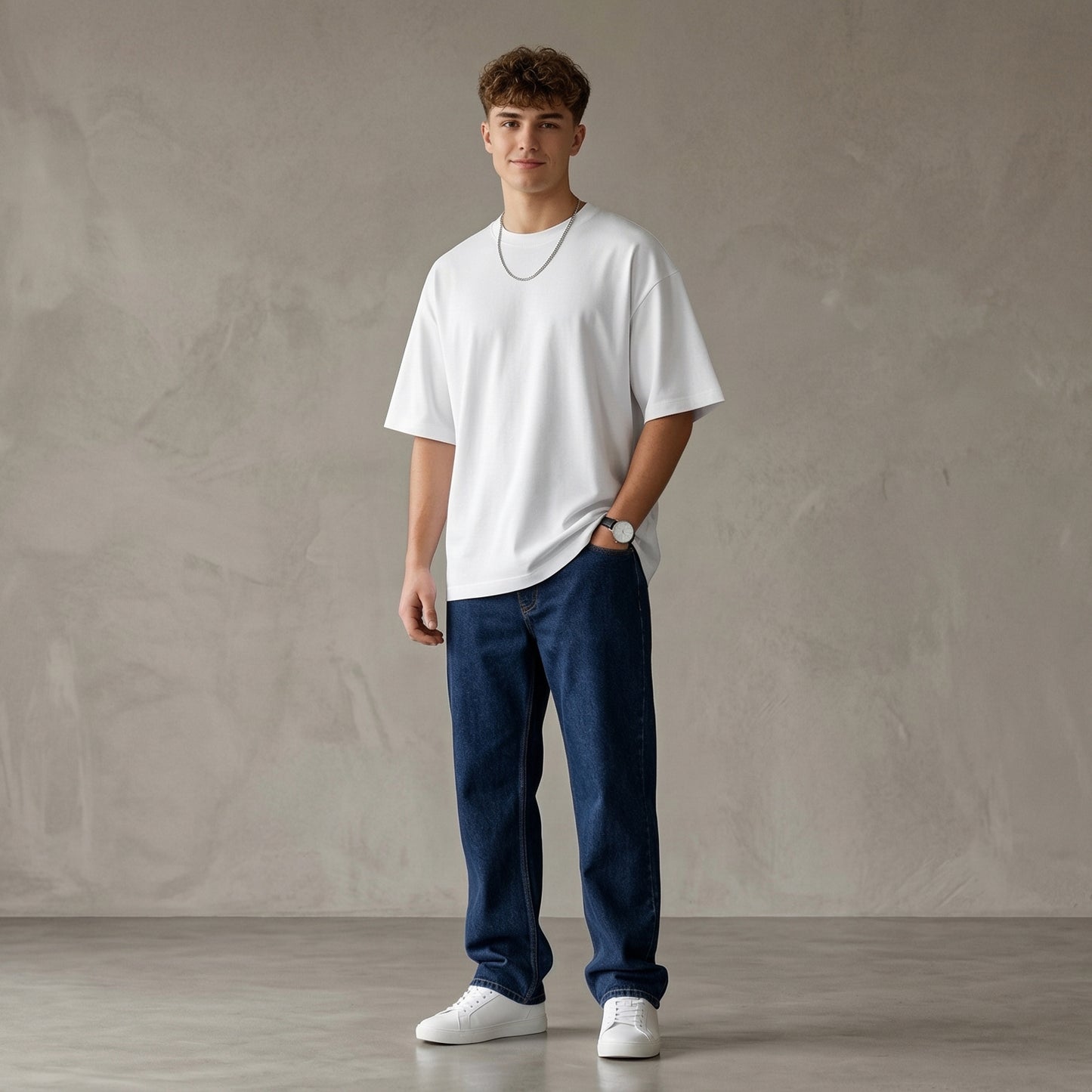 ShortTall® Oversized Round Neck T-Shirt - White