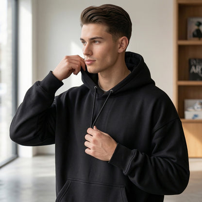 Men Pullover Hoodie (No-Zip) - Black