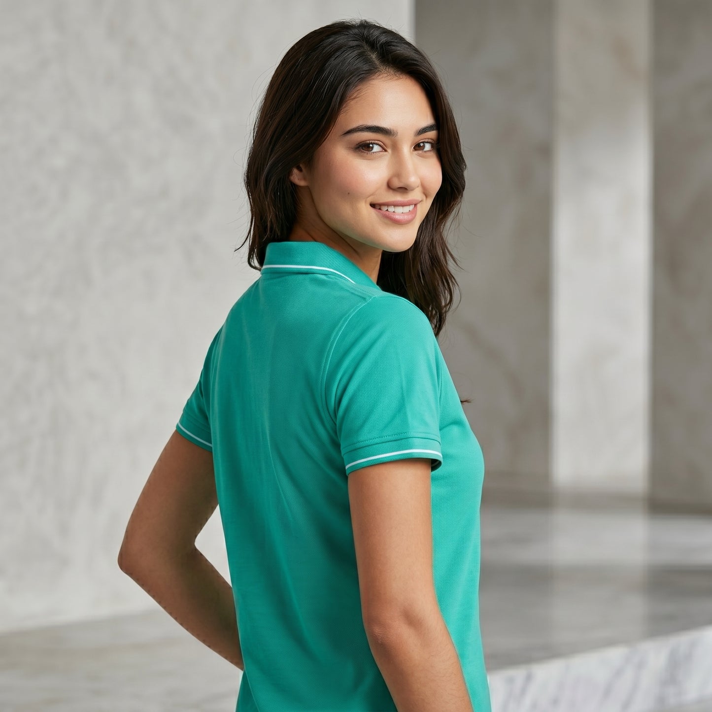 ShortTall® – Premium Women's Polo T-Shirt | Electric Green with White Tip