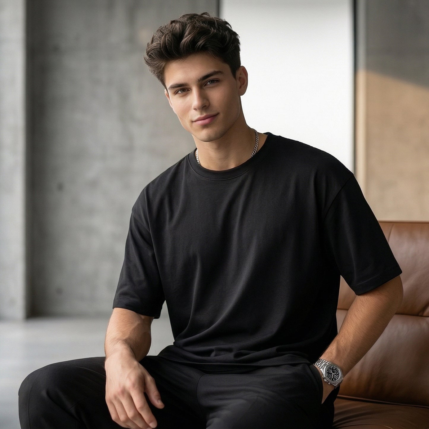 ShortTall® Oversized Round Neck T-Shirt - Black