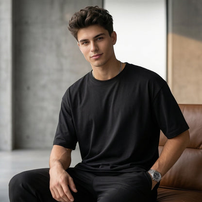 ShortTall® Oversized Round Neck T-Shirt - Black