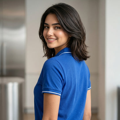 ShortTall® – Premium Women's Polo T-Shirt | Royal Blue with White Tip