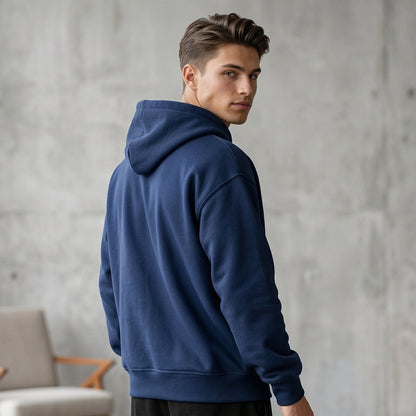 Men Pullover Hoodie (No-Zip) - Navy Blue