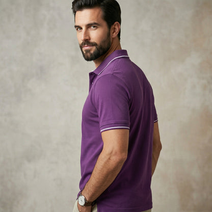 ShortTall® – Premium Polo T-Shirt | Purple with White Tip