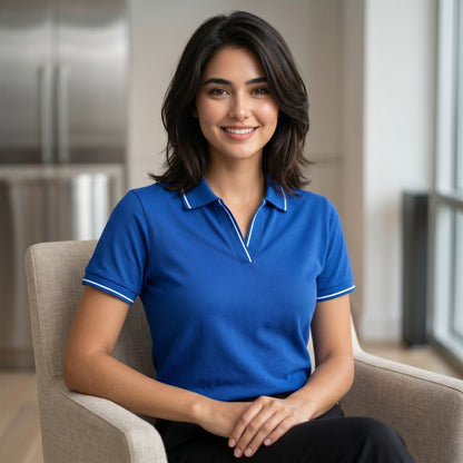ShortTall® – Premium Women's Polo T-Shirt | Royal Blue with White Tip