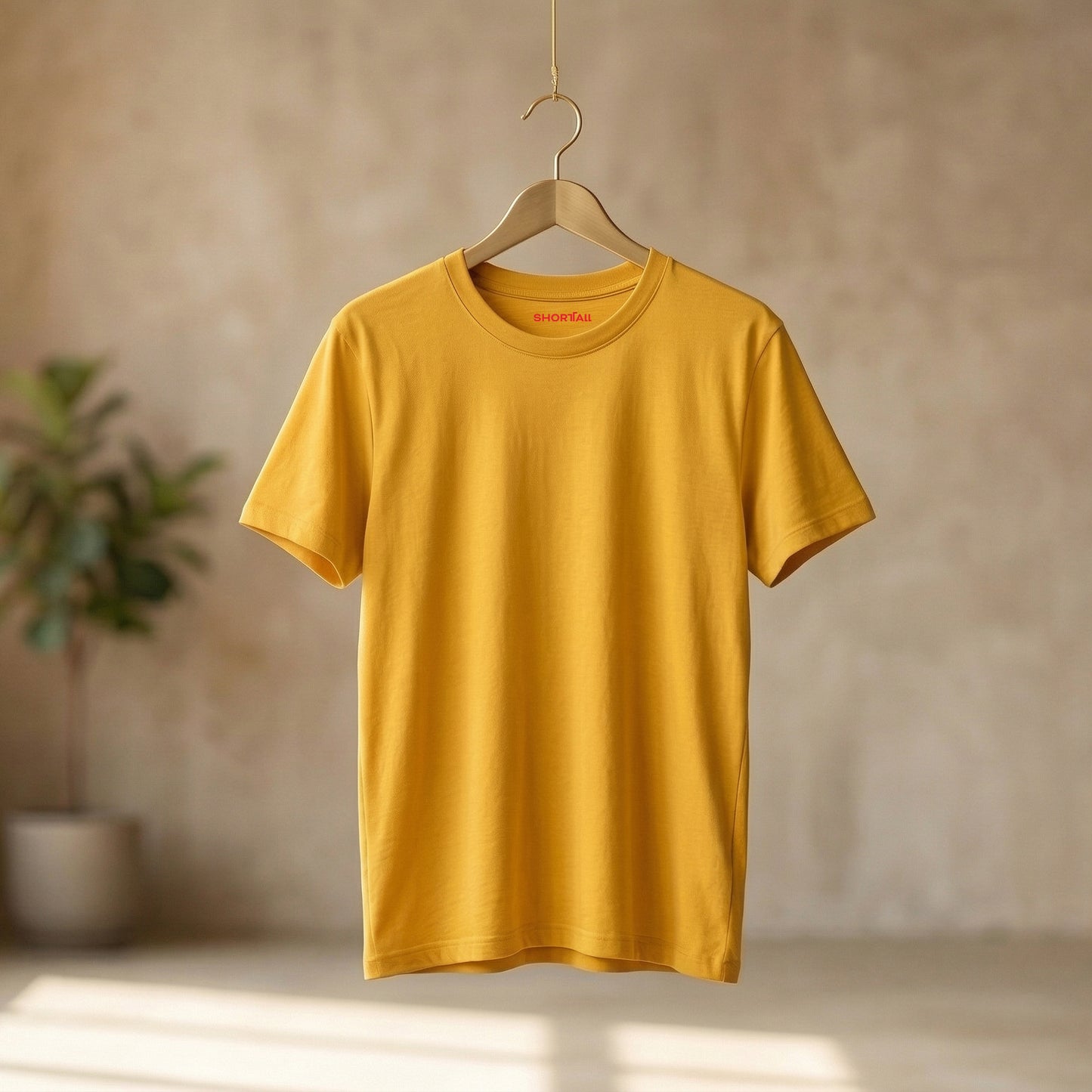 Shorttall® Plain Round Neck Cotton Women's Tee – Yellow