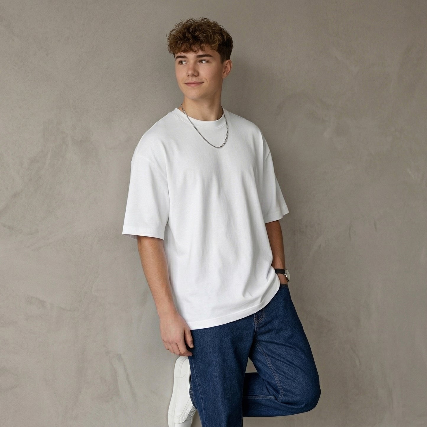 ShortTall® Oversized Round Neck T-Shirt - White