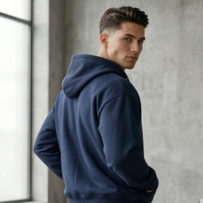 Men Zip-up Hoodie - Navy Blue