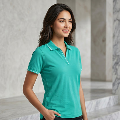 ShortTall® – Premium Women's Polo T-Shirt | Electric Green with White Tip