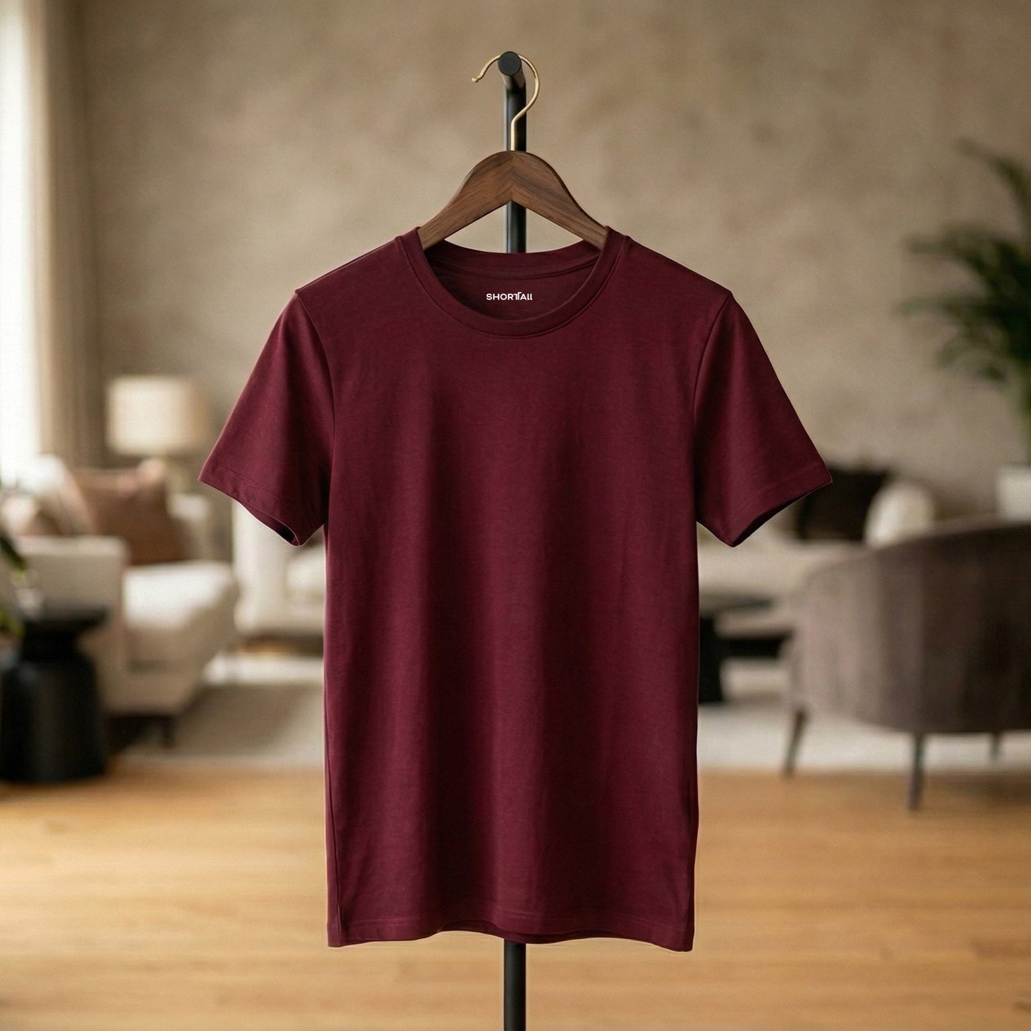 Shorttall® Plain Round Neck Cotton Women's Tee –  Maroon