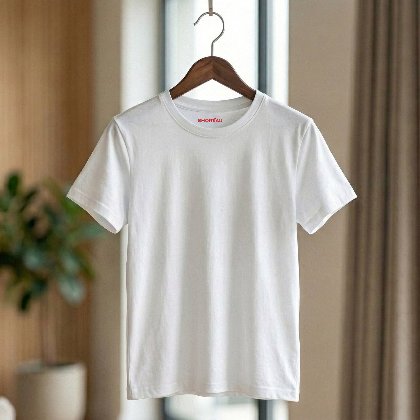 Shorttall® Plain Round Neck Cotton Women's Tee – White