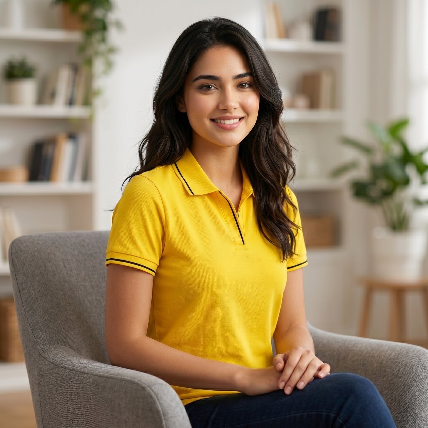 ShortTall® – Premium Women's Polo T-Shirt | Yellow with Black Tip