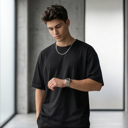 ShortTall® Oversized Round Neck T-Shirt - Black