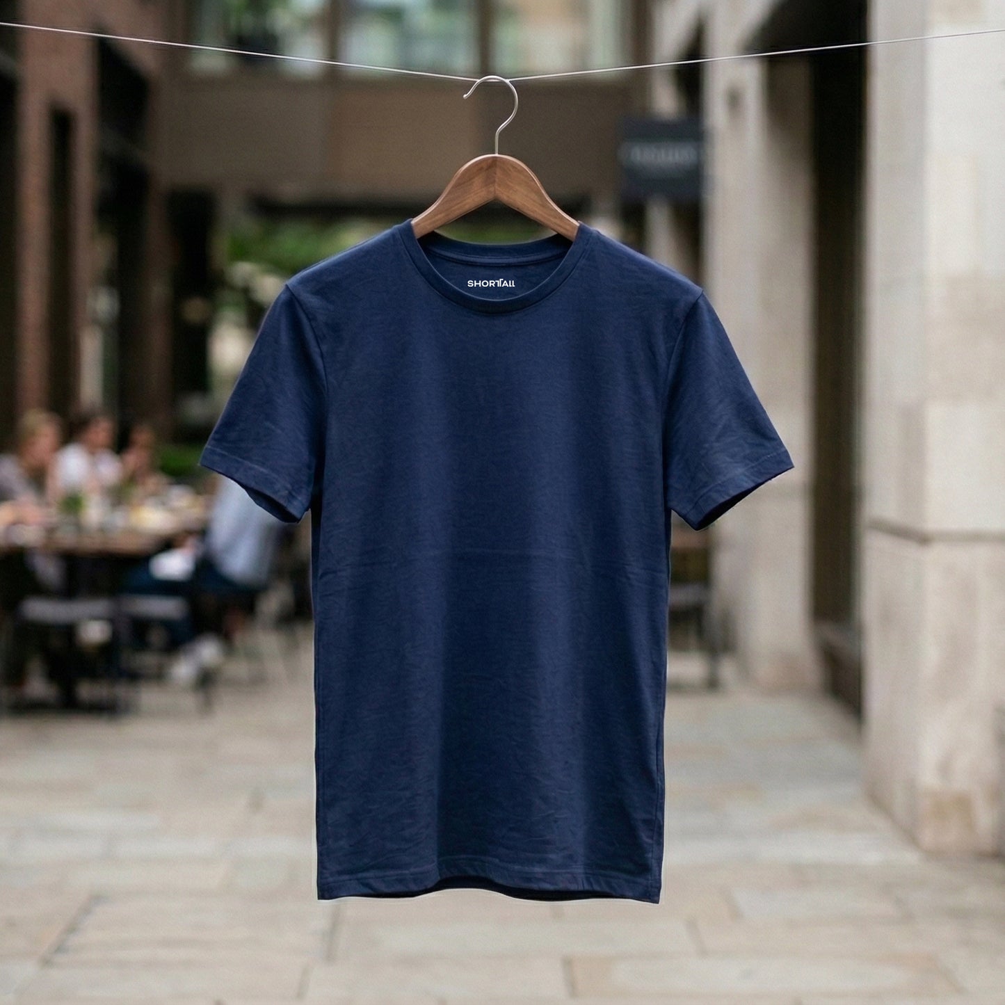 Shorttall® Plain Round Neck Cotton Tee – Navy Blue
