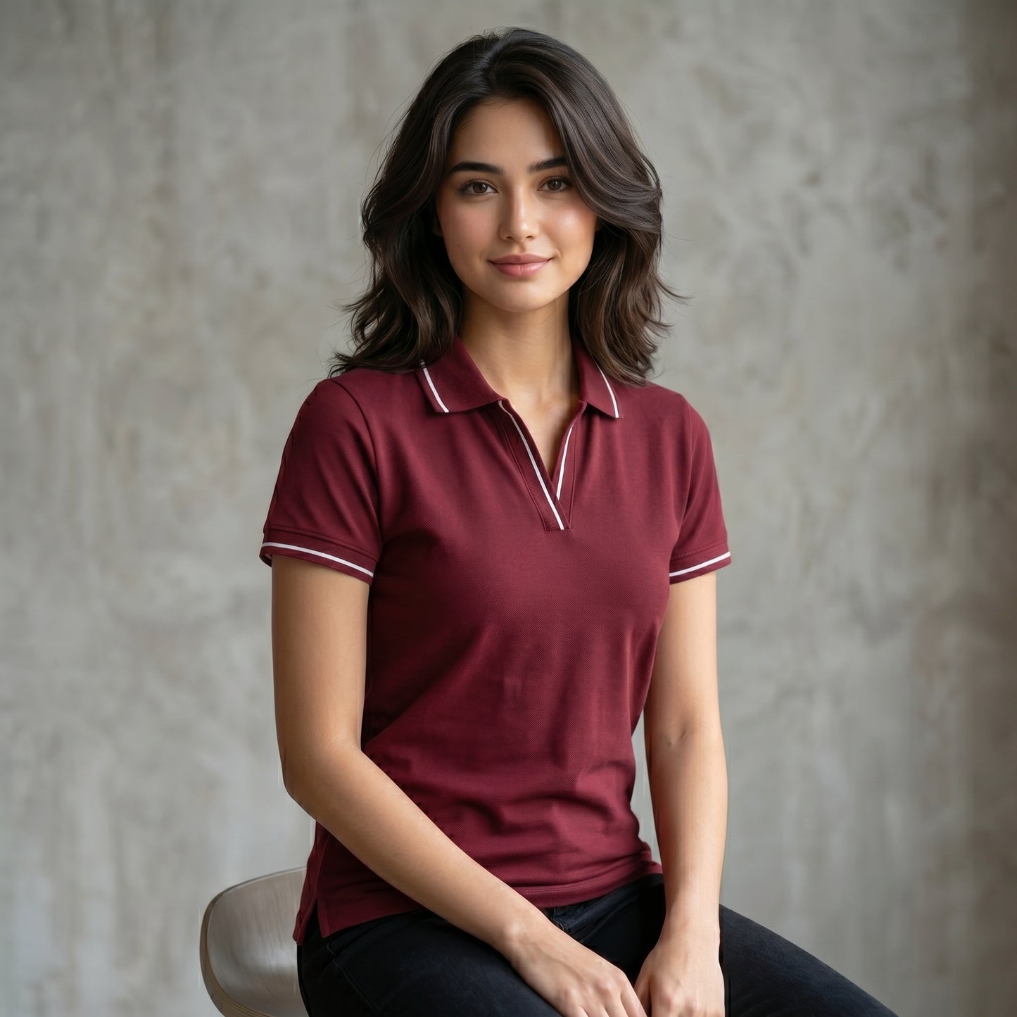 ShortTall® – Premium Women's Polo T-Shirt | Brown with White Tip