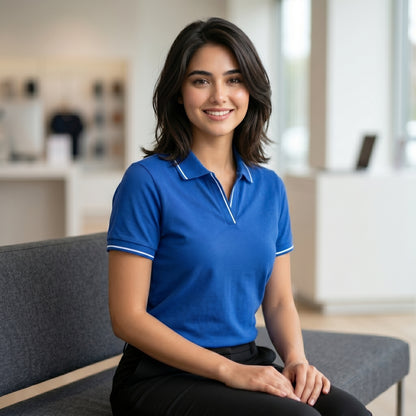 ShortTall® – Premium Women's Polo T-Shirt | Royal Blue with White Tip