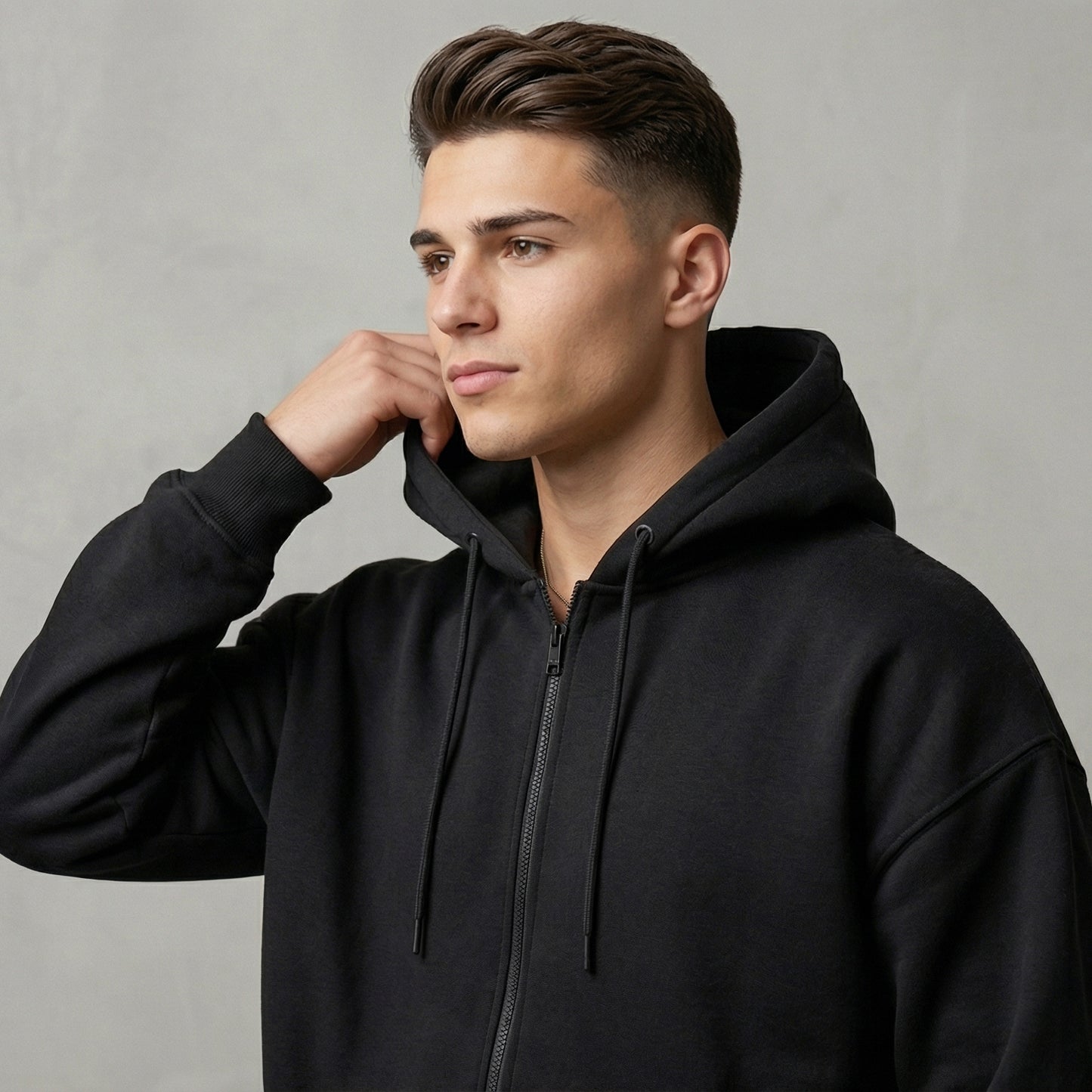 Men Zip-up Hoodie - Black