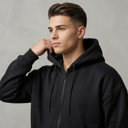 Men Zip-up Hoodie - Black