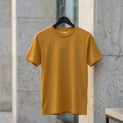 Shorttall® Plain Round Neck Cotton Tee – Yellow