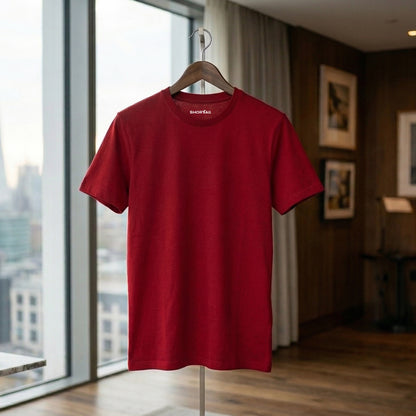 Shorttall® Plain Round Neck Cotton Tee – Red