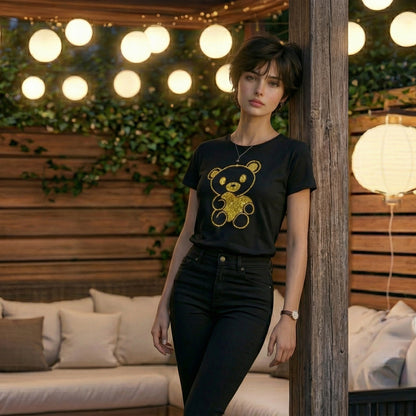 ShortTall® – Premium Women’s T-Shirt | “Golden Teddy” Sparkle Luxe Edition