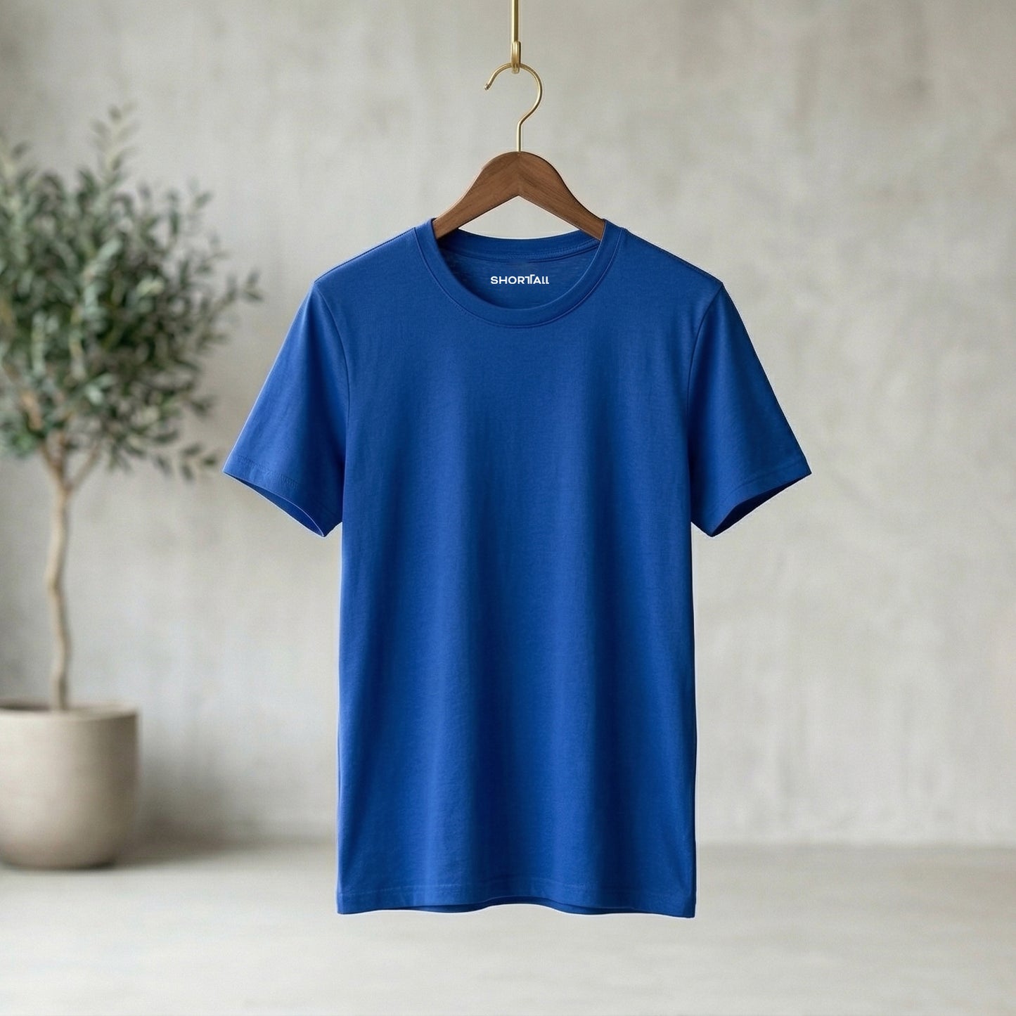 Shorttall® Plain Round Neck Cotton Women's Tee – Royal Blue
