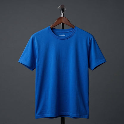 Shorttall® Plain Round Neck Cotton Tee – Royal Blue