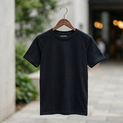 Shorttall® Plain Round Neck Cotton Women's Tee – Black