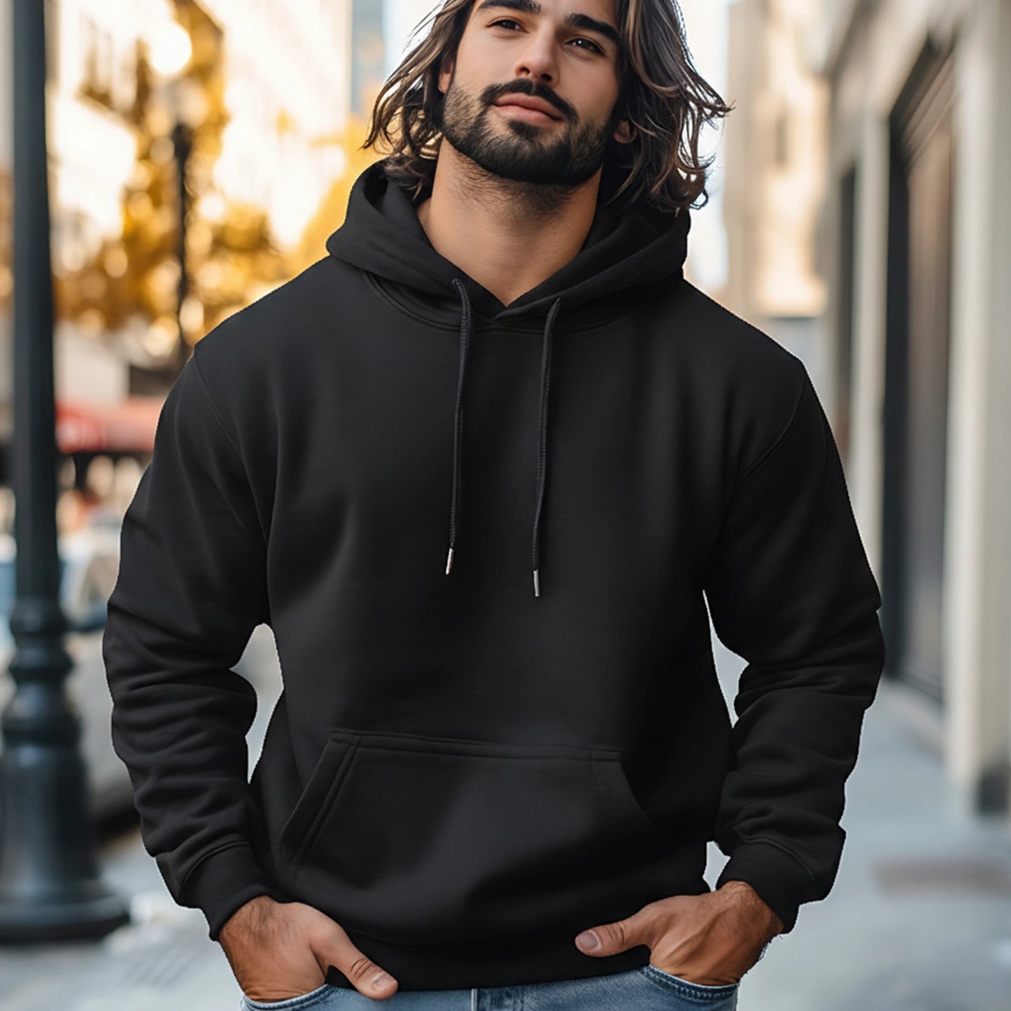 Men Pullover Hoodie (No-Zip) - Black
