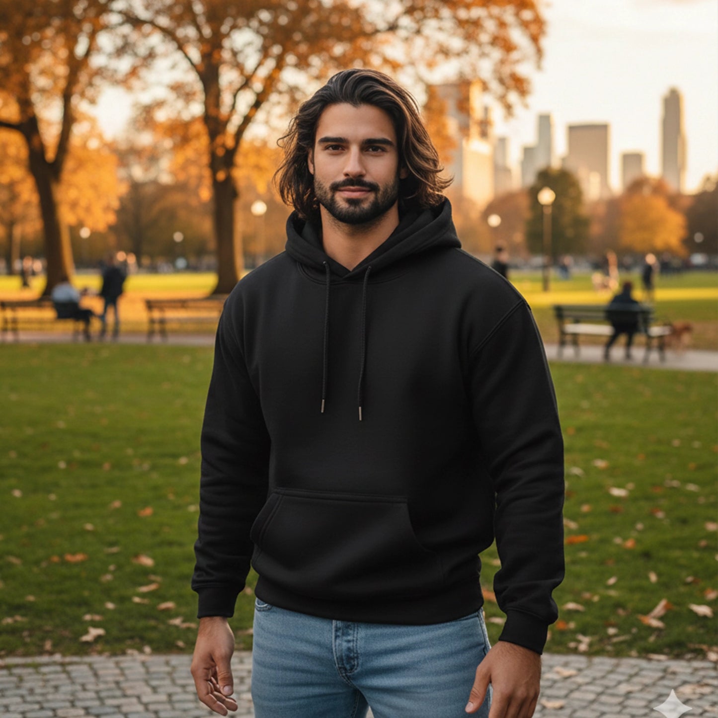 Men Pullover Hoodie (No-Zip) - Black