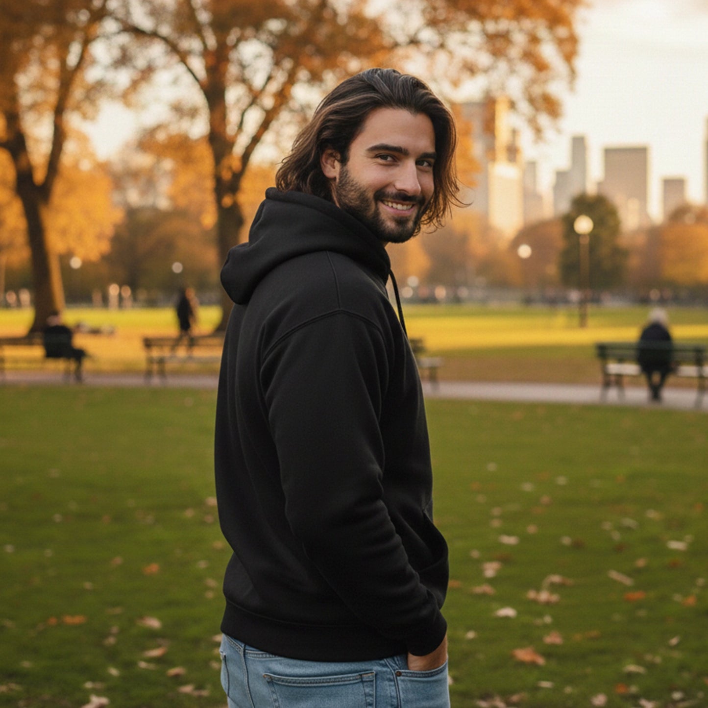 Men Zip-up Hoodie - Black