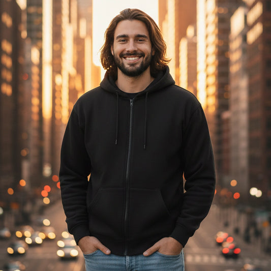 Men Zip-up Hoodie - Black