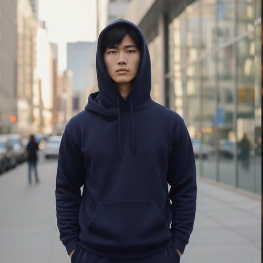 Men Pullover Hoodie (No-Zip) - Navy Blue