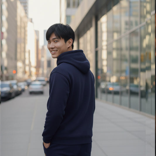 Men Pullover Hoodie (No-Zip) - Navy Blue